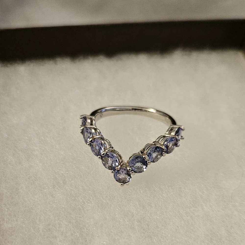2.5 ctw Tanzanite Rhodium Over Silver Womens Ring, Size 7